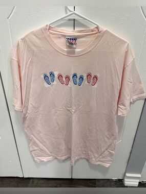 Vintage Pink Flip Flops Short Sleeve Shirt